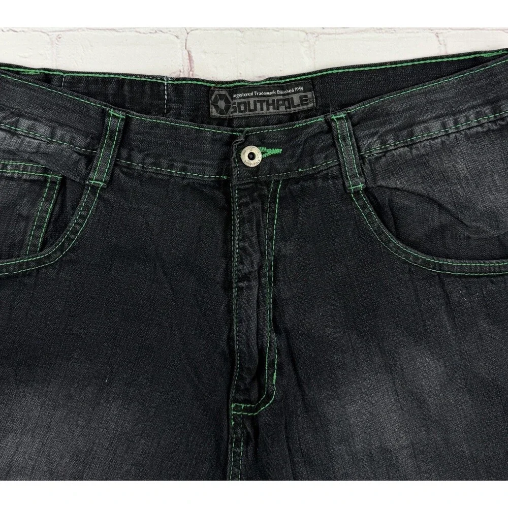 Vintage Southpole Black Jean Shorts Mens 38 Shorts Baggy Y2K Hip Hop